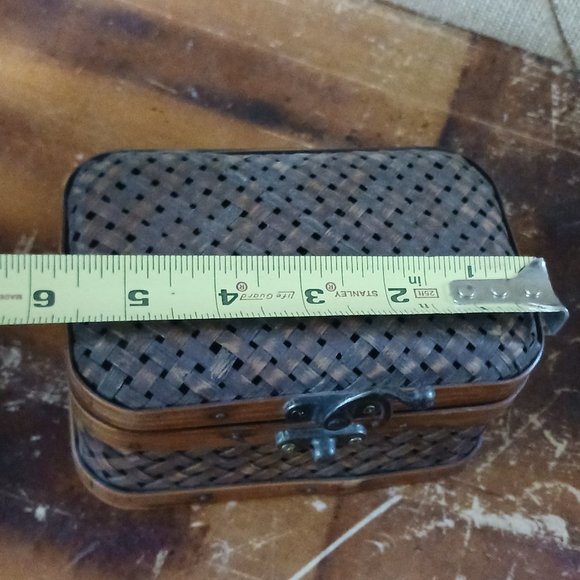 Small Brass Bamboo Storage Box with Horn Lock - Picture 3 of 4